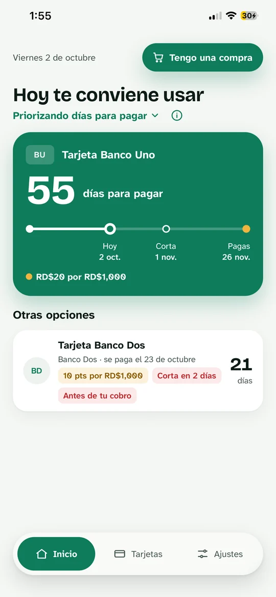 Inicio de Tino: la tarjeta que conviene usar hoy y cuántos días da para pagar